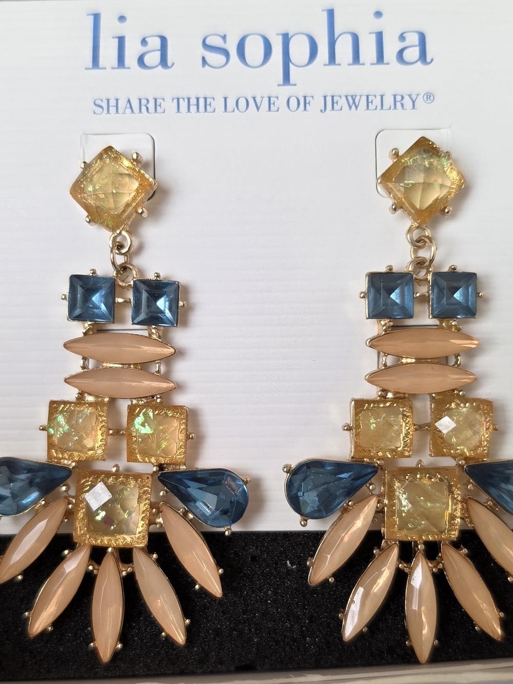 Lia Sophia (Retired Collection) – Art Deco Geometric Statement Earrings